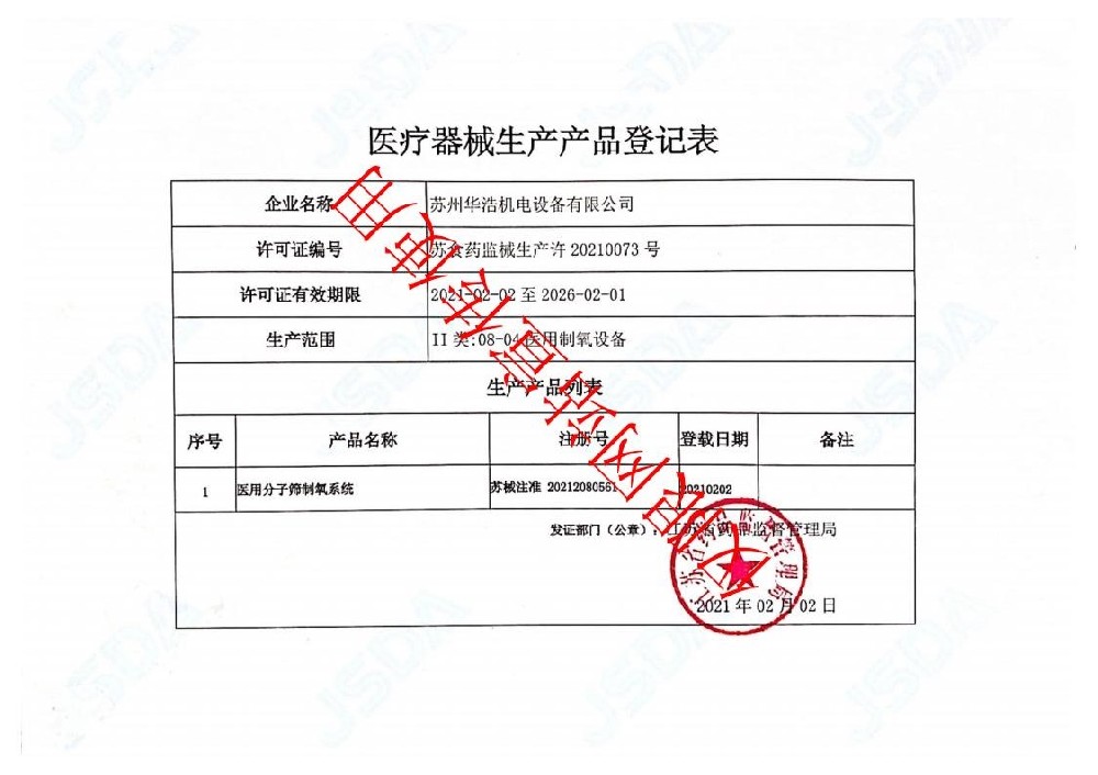 醫(yī)療器械生產(chǎn)產(chǎn)品登記表